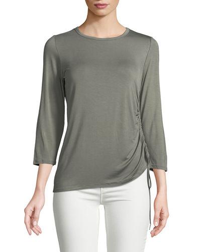 3/4-sleeve Ruched-side Tee