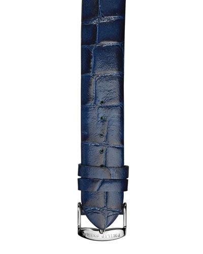 Alligator-print Watch Strap, Blue,