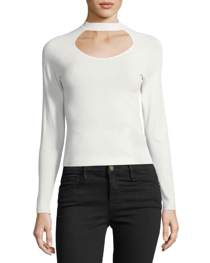Open-up Long-sleeve Fitted Knit Top