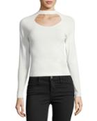 Open-up Long-sleeve Fitted Knit Top