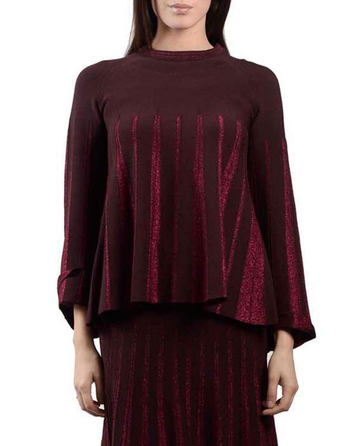 Metallic Pleated Bell-sleeve