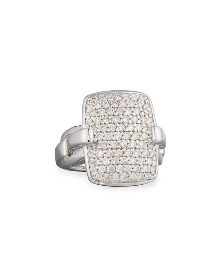 Classic Chain Rectangular Diamond Pave Ring,