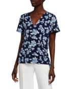 Floral Print Flutter Sleeve Wrap Top