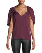 Romy V-neck Cape-back Stretch-silk Top