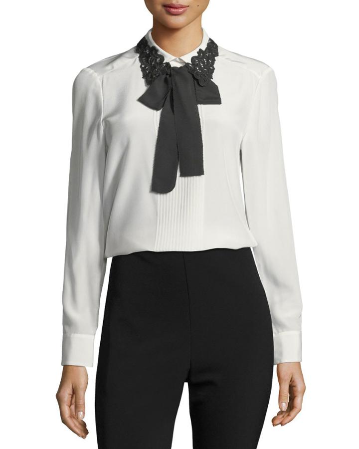 Lace Collar Silk Self-tie Bow