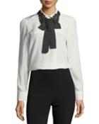 Lace Collar Silk Self-tie Bow
