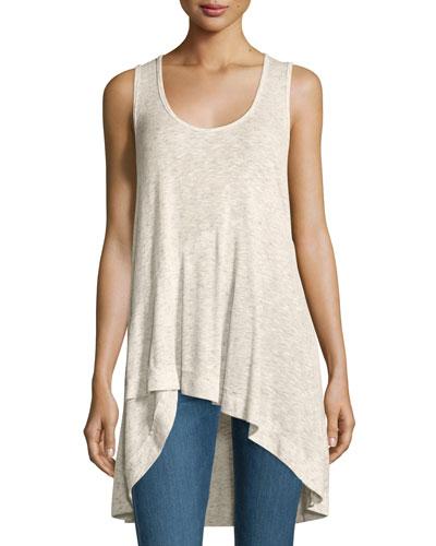 High-low Ribbed Tank, Cream