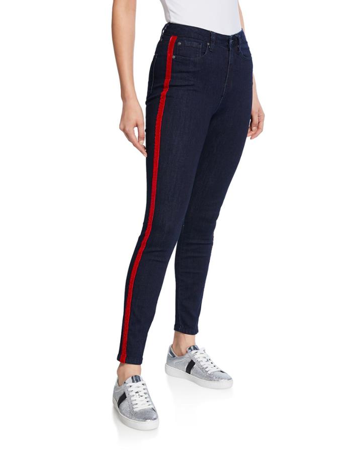 Basic Skinny-leg Pants W/ Side Velour Detail