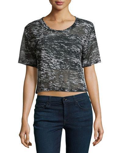 Short-sleeve Cropped White Noise Tee, Black