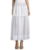 Tiered Cotton Maxi Skirt, Optic White