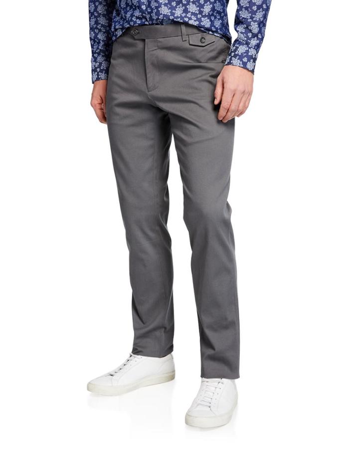 Men's Straight-leg Cotton Pants With Buttoned Pockets
