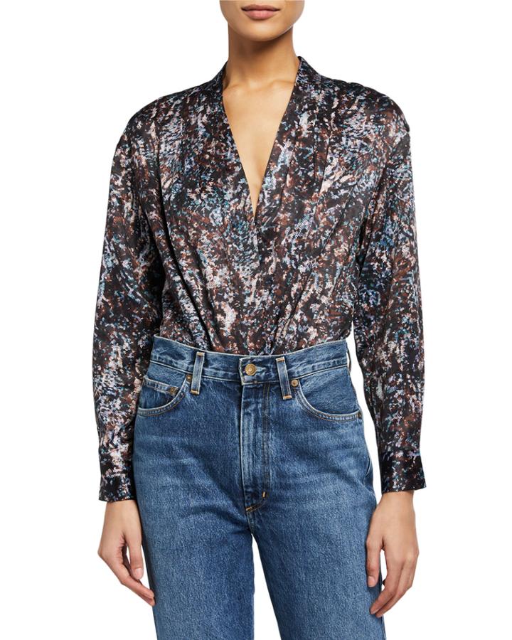 Yvette Long-sleeve Wrap Bodysuit