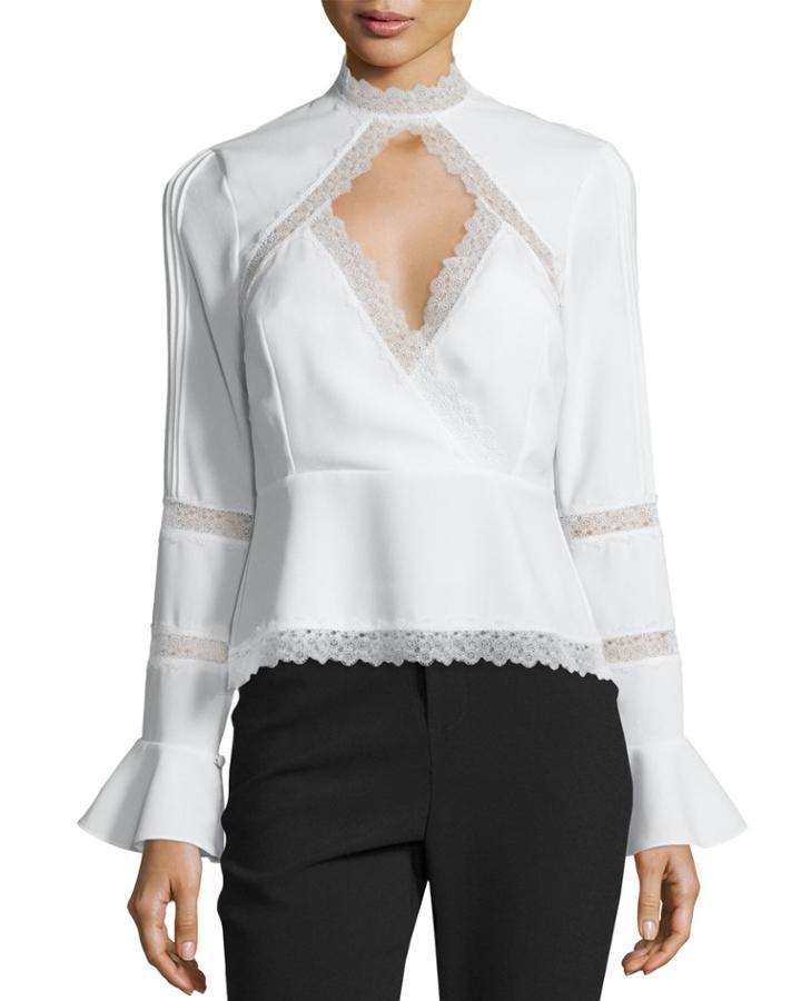 Lace-inset Keyhole-front Top