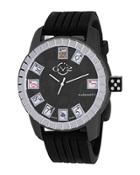 48mm Lucky 7 Men's Automatic Watch W/ Playing Card Detail, Black