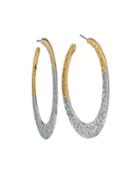 Two-tone Tapered Flat Hoop Earrings