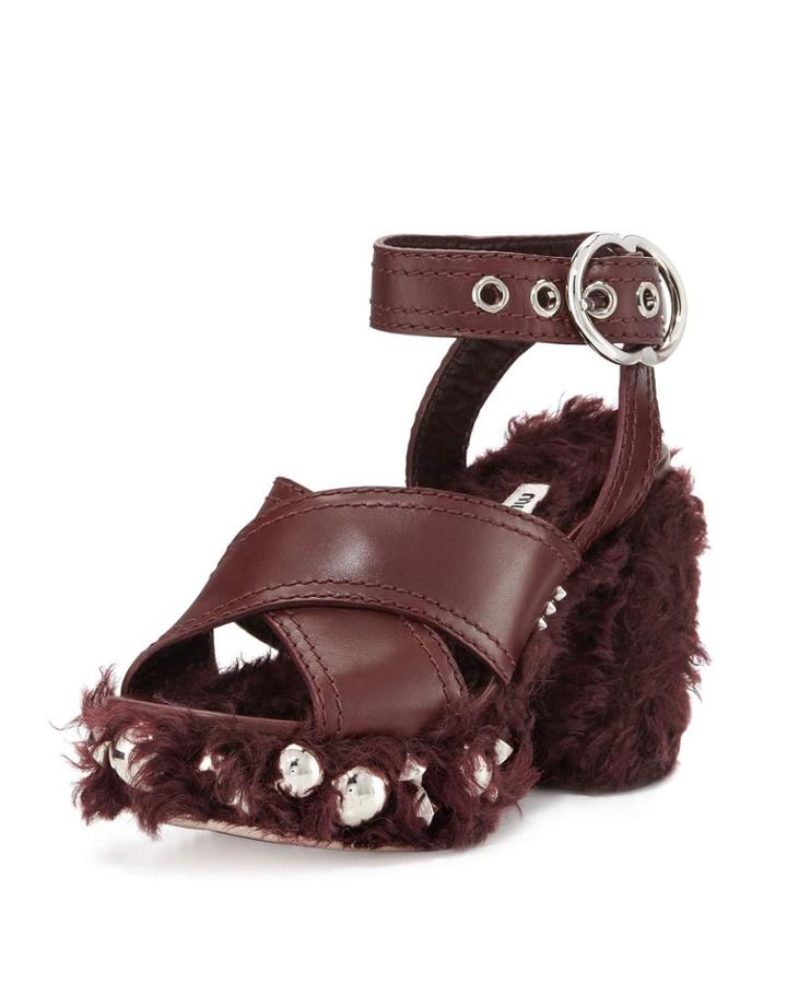 Studded Faux-shearling 95mm Platform