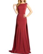 Cap-sleeve Boat-neck Trumpet Gown
