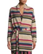 Camille Striped Wrap-front Cardigan