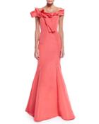 Off-the-shoulder Mermaid Gown, Coral