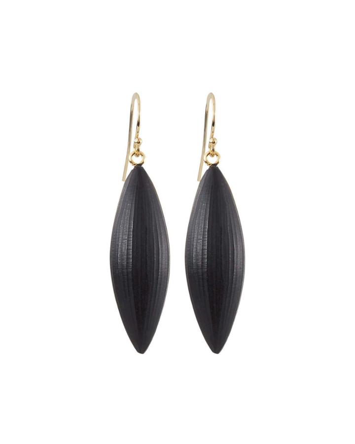 Small Ornate Drop Earrings, Black