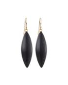 Small Ornate Drop Earrings, Black