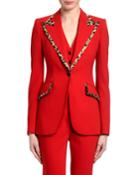 Leopard-trimmed Wool Blazer