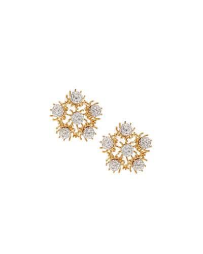 Dandelion Fireball Button Earrings W/ Crystals