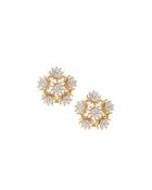 Dandelion Fireball Button Earrings W/ Crystals