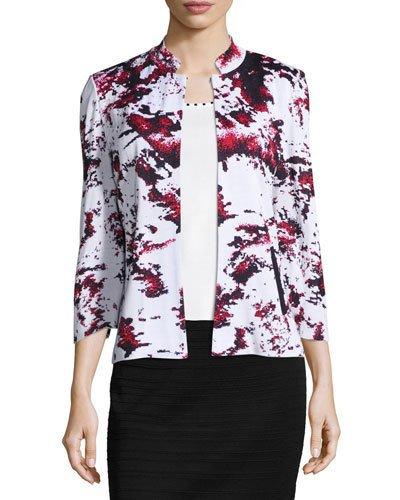 Splatter-print Knit Jacket, White/red/black