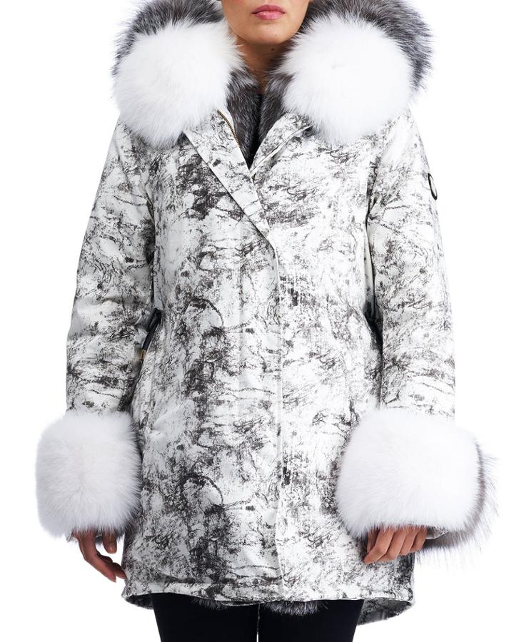 Apres-ski Down-fill Parka With Fox Fur Hood & Cuffs