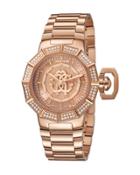 35mm Pave Crystal Rose Golden Stainless Steel Bracelet Watch