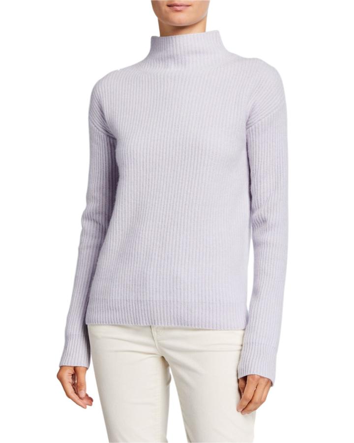 Ribbed Cashmere Mock-neck