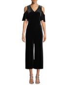Cold-shoulder Velvet Jumpsuit