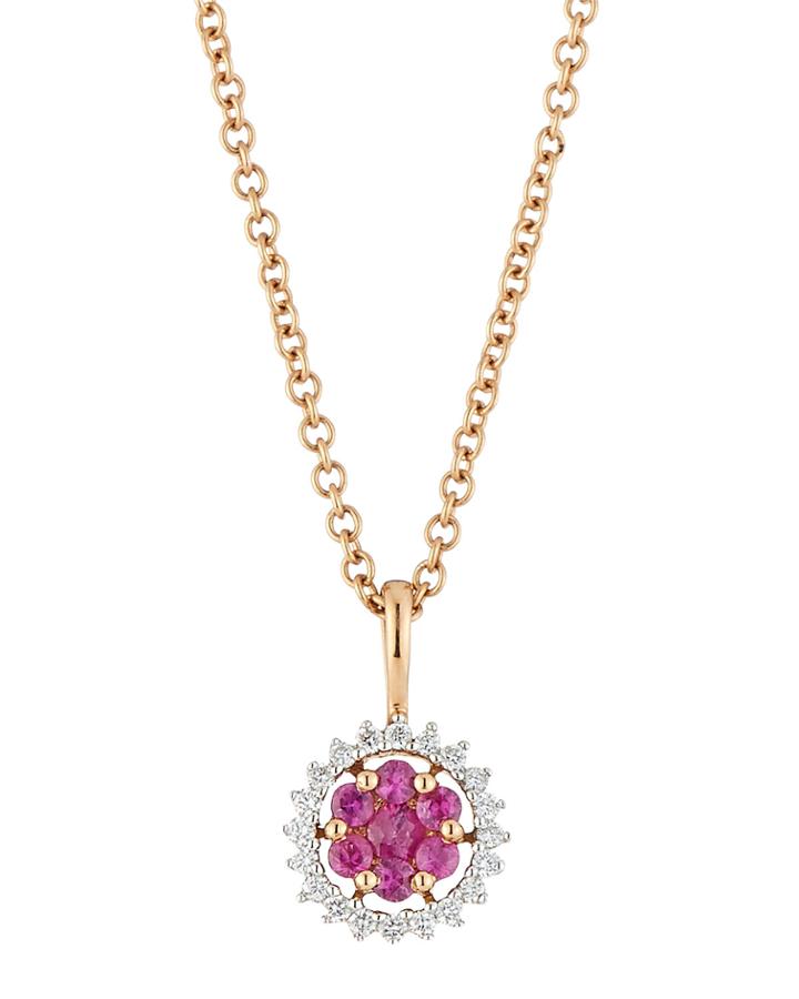 Two-tone 18k Gold Diamond & Ruby Necklace