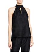 Farrow Mock-neck Crochet Dressy Top