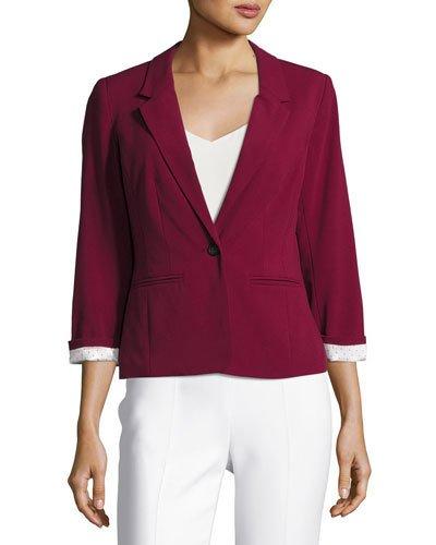 3/4-sleeve Knit Jacket, Purple