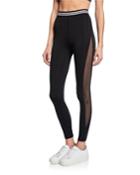 Mesh Striped-waist High-rise
