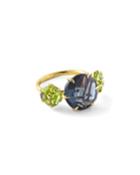 18k Rock Candy&reg; 3-stone Ring In London Blue Topaz & Peridot,