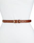 Skinny Leather Belt W/ Chain Inset