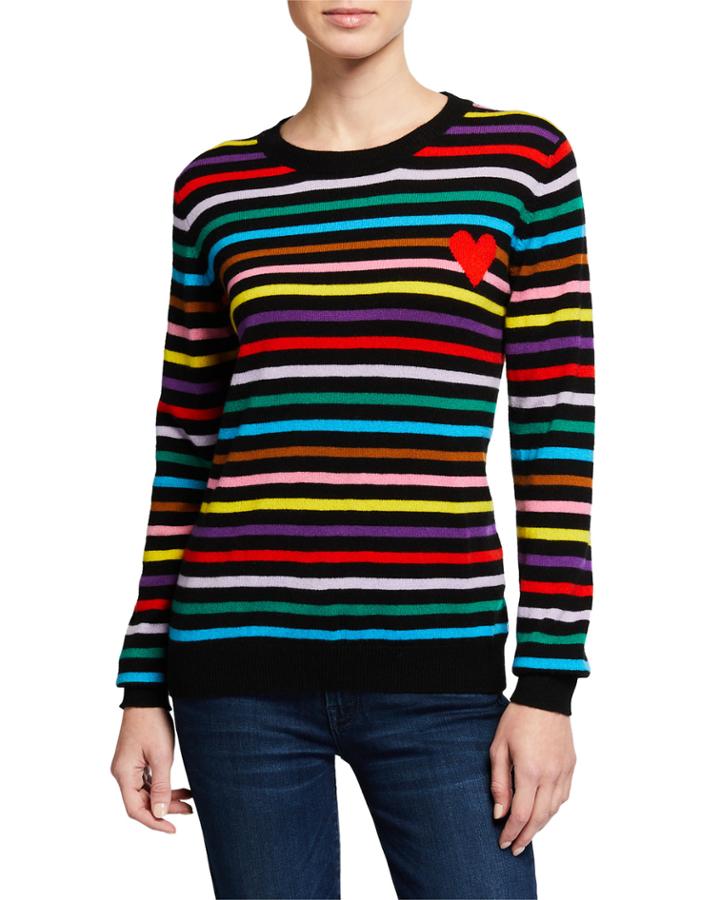 Striped Cashmere Heart-intarsia