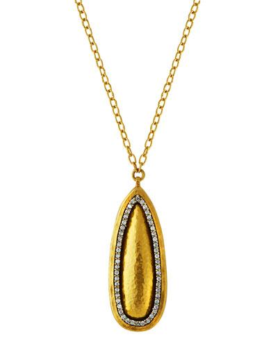 24k Teardrop Diamond Pav&eacute; Necklace