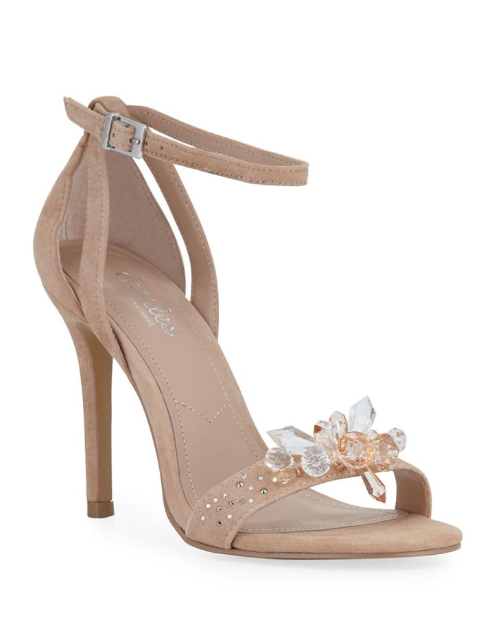 Rainey Jeweled Suede Ankle-strap