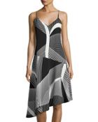 Geometric-print Asymmetric Cami Dress