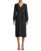 Wrap-front Long-sleeve Crepe
