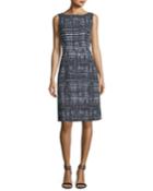 Weave-print Sleeveless A-line Dress