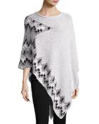 Birdseye Jacquard Knit Tunic Sweater, Antique White