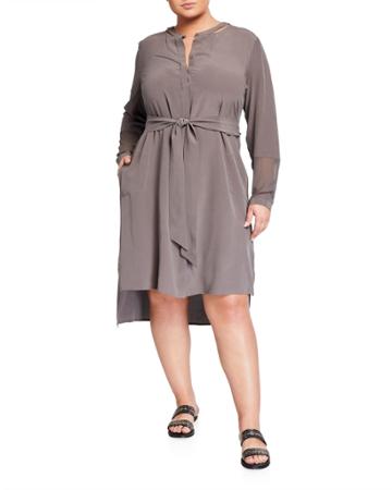 Plus Size Long-sleeve Silk