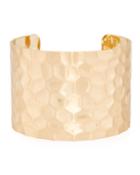 Wide Hammered Gold-plated Cuff Bracelet