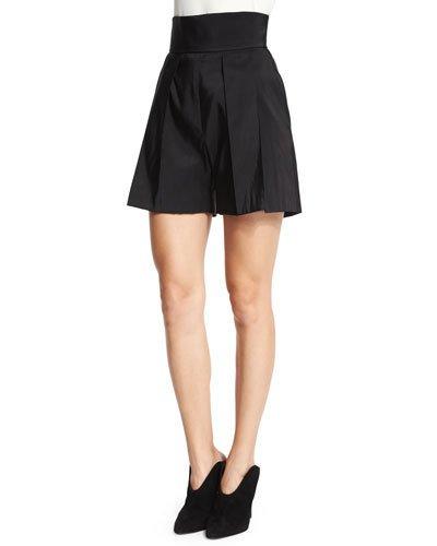 High-rise Pleated Silk Taffeta