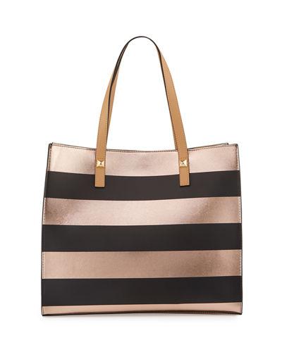 Brigitte Metallic Striped Tote Bag